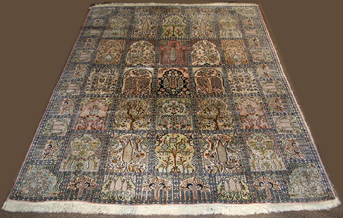 Silk and cotton Kashmir Garden carpet, 6' x 8' (1 of 3)