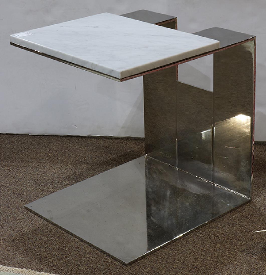 Pair of Italian marble and chrome occasional tables (1 of 4)