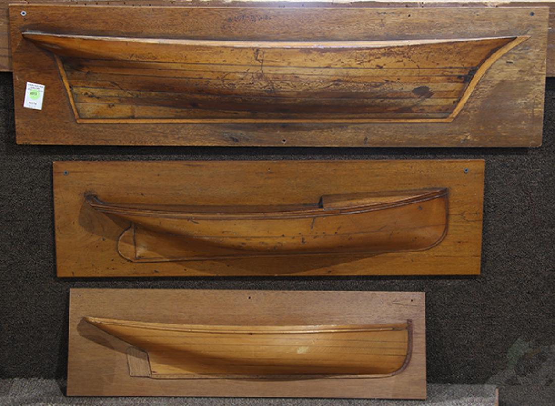 (lot of 3) American Primitive half hull wood carved (1 of 1)