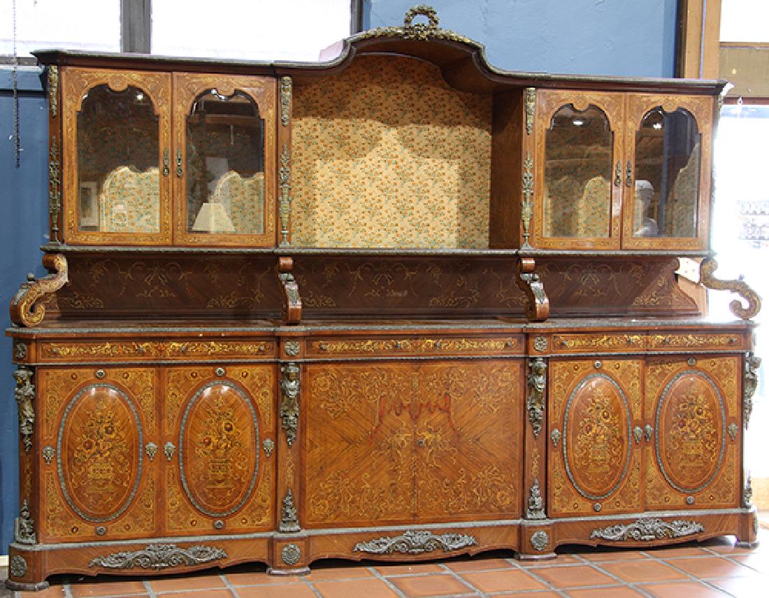 Massive Louis XV style inlaid buffet, having a shaped (1 of 3)