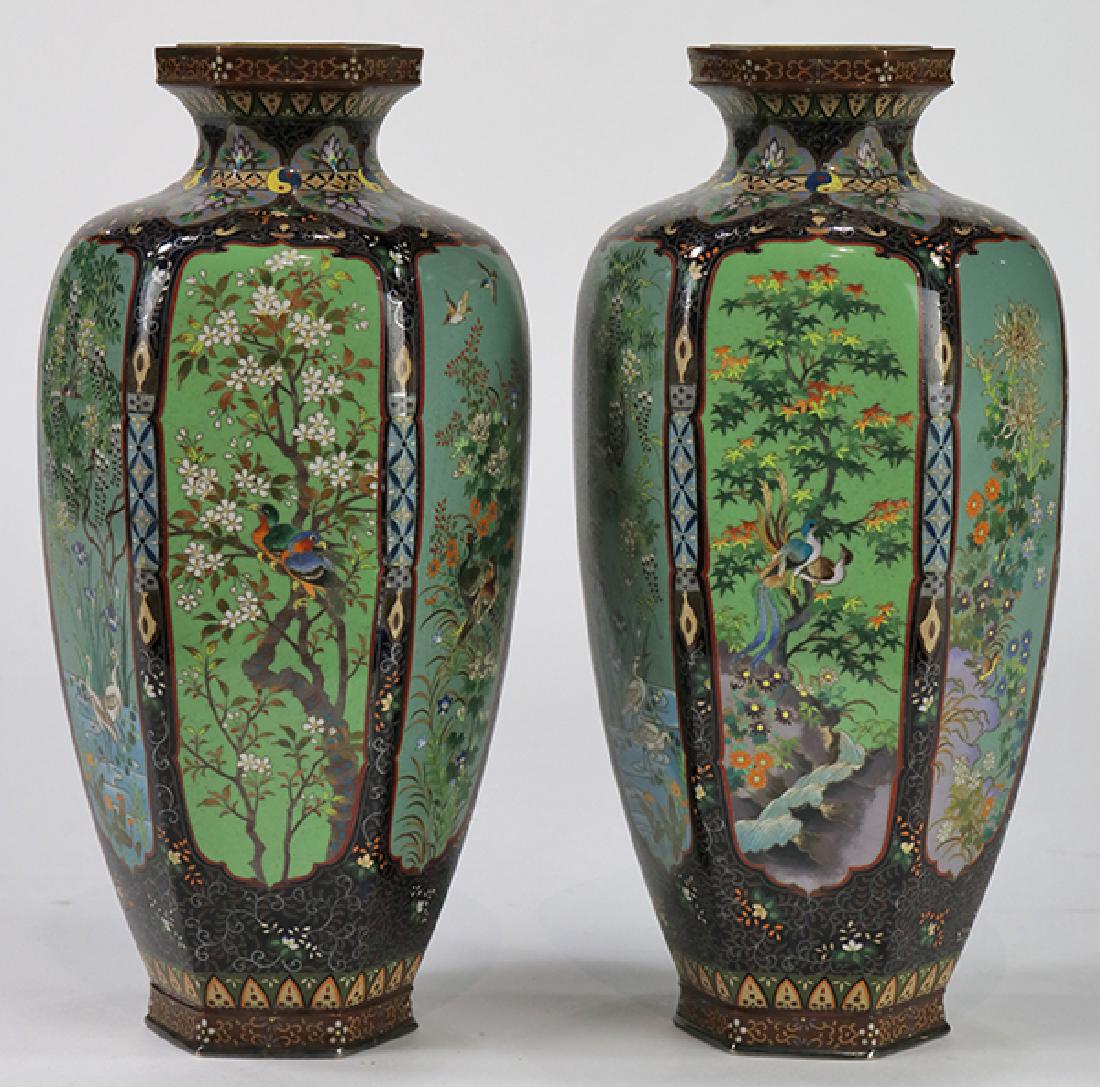 Pair of Japanese Cloisonne Vases, Meiji Period