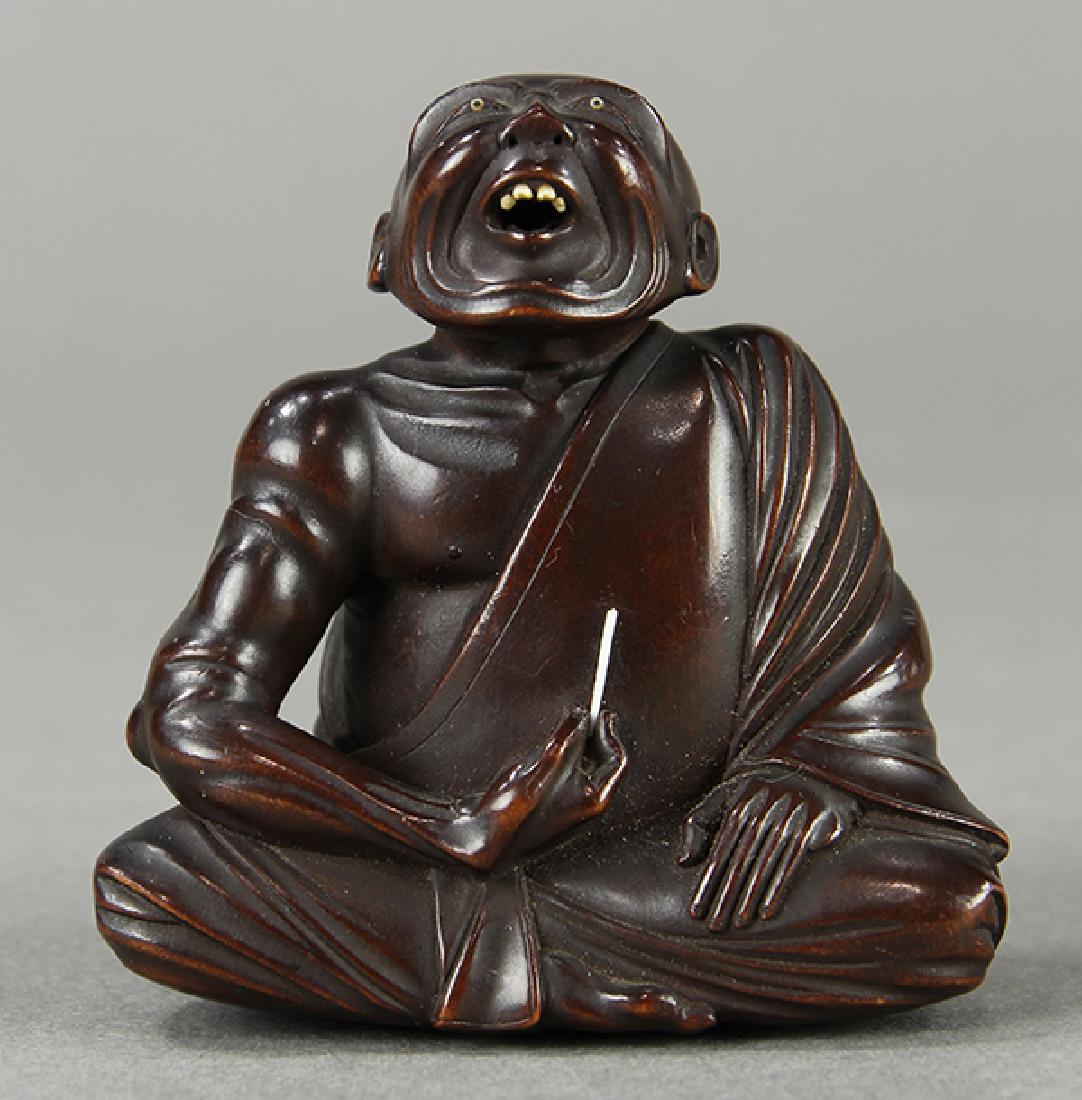 Japanese Wood Netsuke, Professional Sneezer (1 of 8)