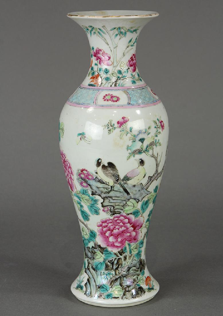 Chinese Famille Rose Baluster Vase, Bird and Flower (1 of 7)