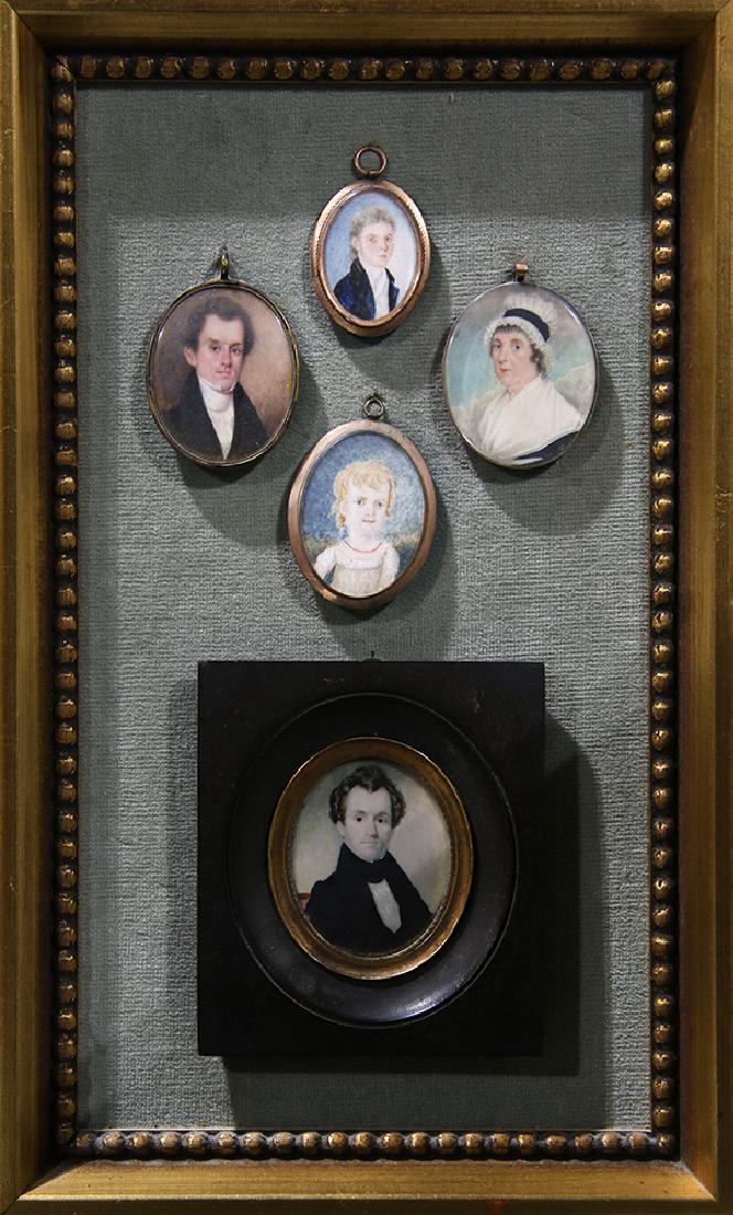 (Lot of 5) Pre-Civil War framed miniature portraits (1 of 1)