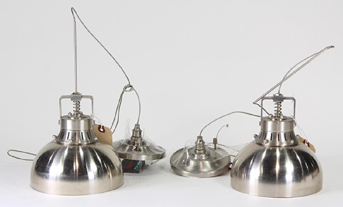Pair of Mid-Century Modern style chrome hanging light (1 of 2)