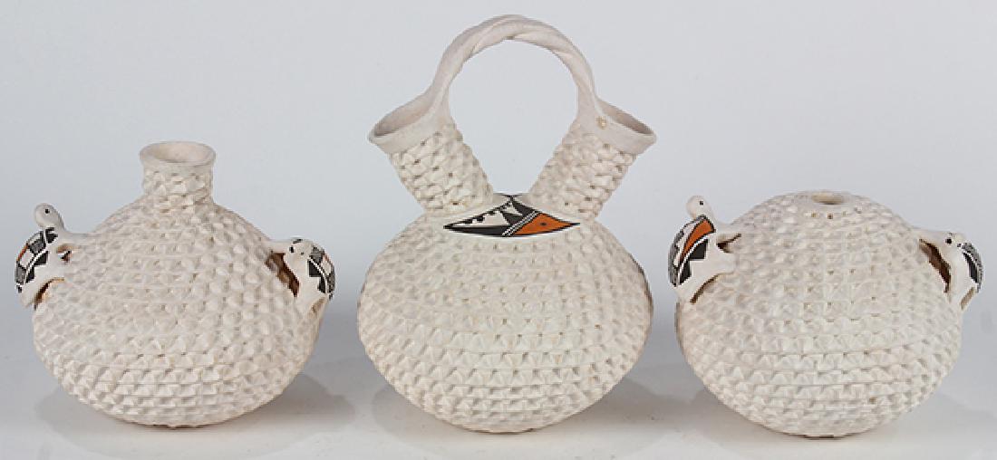 (Lot of 3) Acoma Pueblo pottery vessels, signed "J (1 of 4)