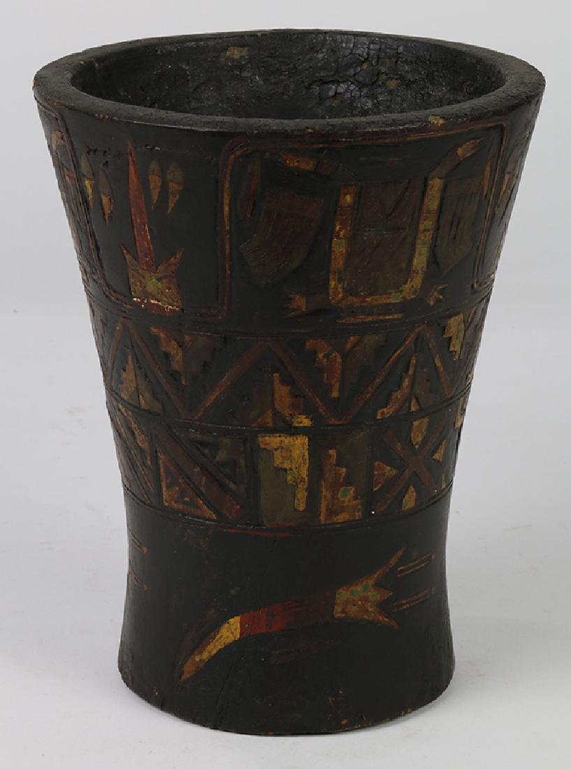 Pre-Columbian Inca Peru carved wood drinking vessel (1 of 4)
