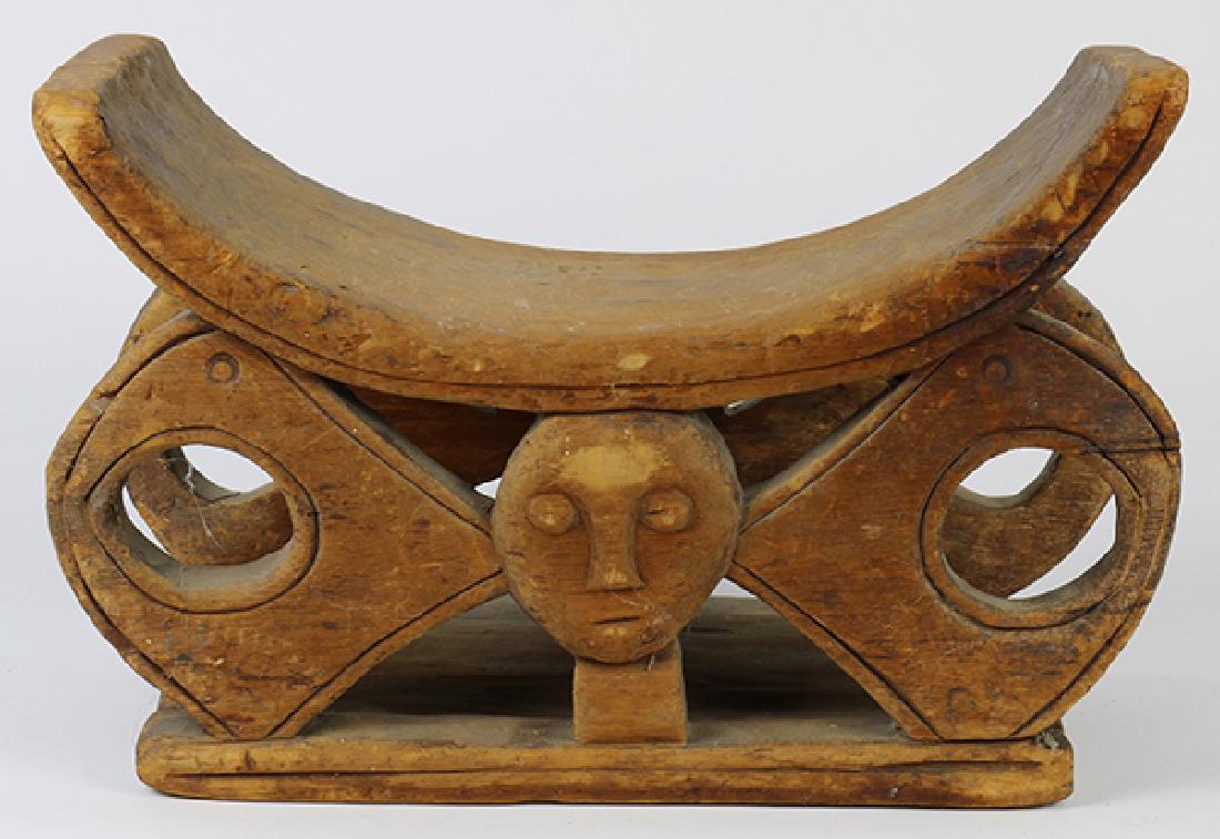 African Cameroon douala stool, 10"h x 16"w x 7"d, (1 of 3)