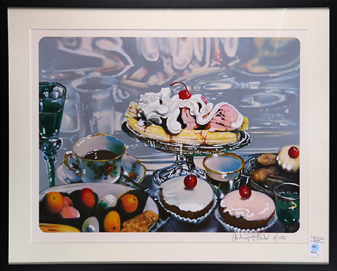 Print, Audrey Flack, Banana Split Sundae: Audrey Flack (American, b. 1931), Banana Split Sundae, 1980, color screenprint and inkless intaglio over offset lithograph on paper, pencil signed lower right, edition 18/150, overall (with frame): 25