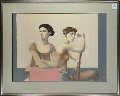 Print, Alan Feltus: Alan Feltus (American, b. 1943), Ballet Dancers at Rest, 1980, lithograph in colors, pencil signed lower center and dated, edition 41/60, overall (with frame): 29.5"h x 36.5"w