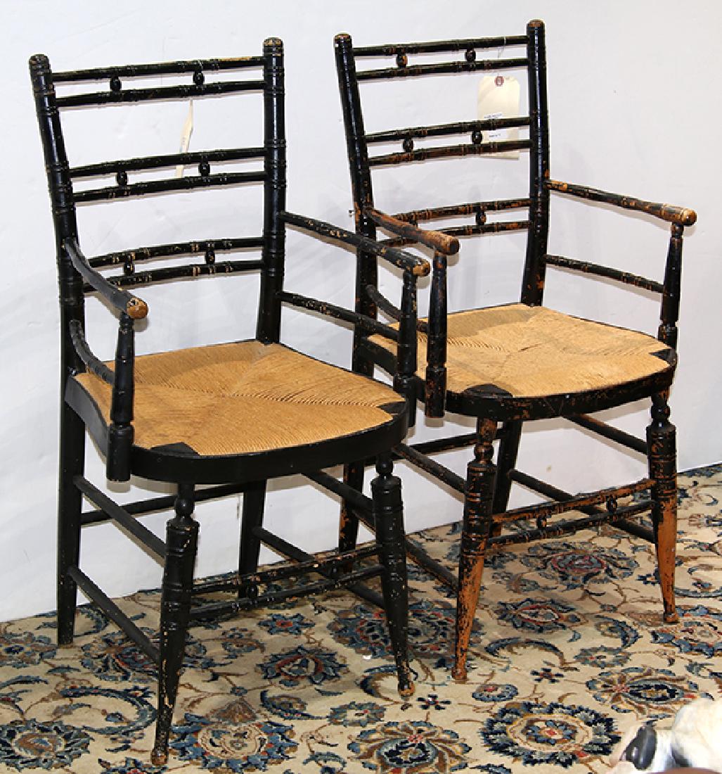 Pair of ebonized Hitchcock arm chairs (1 of 2)