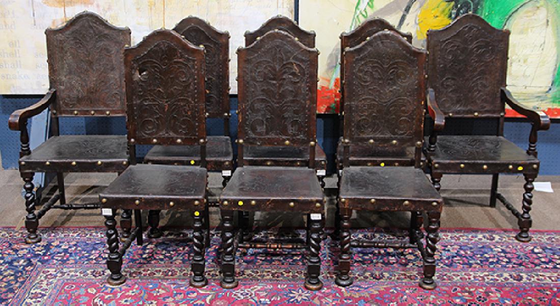 (Lot of 8) Spanish Revival dining chairs 19th Century, (1 of 7)
