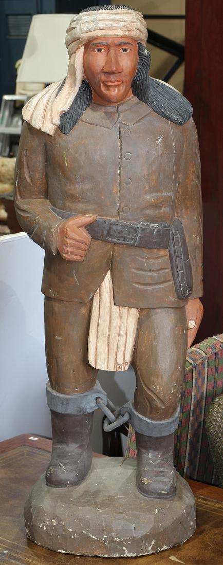 Folk Art carved wood polychrome decorated figural (1 of 2)