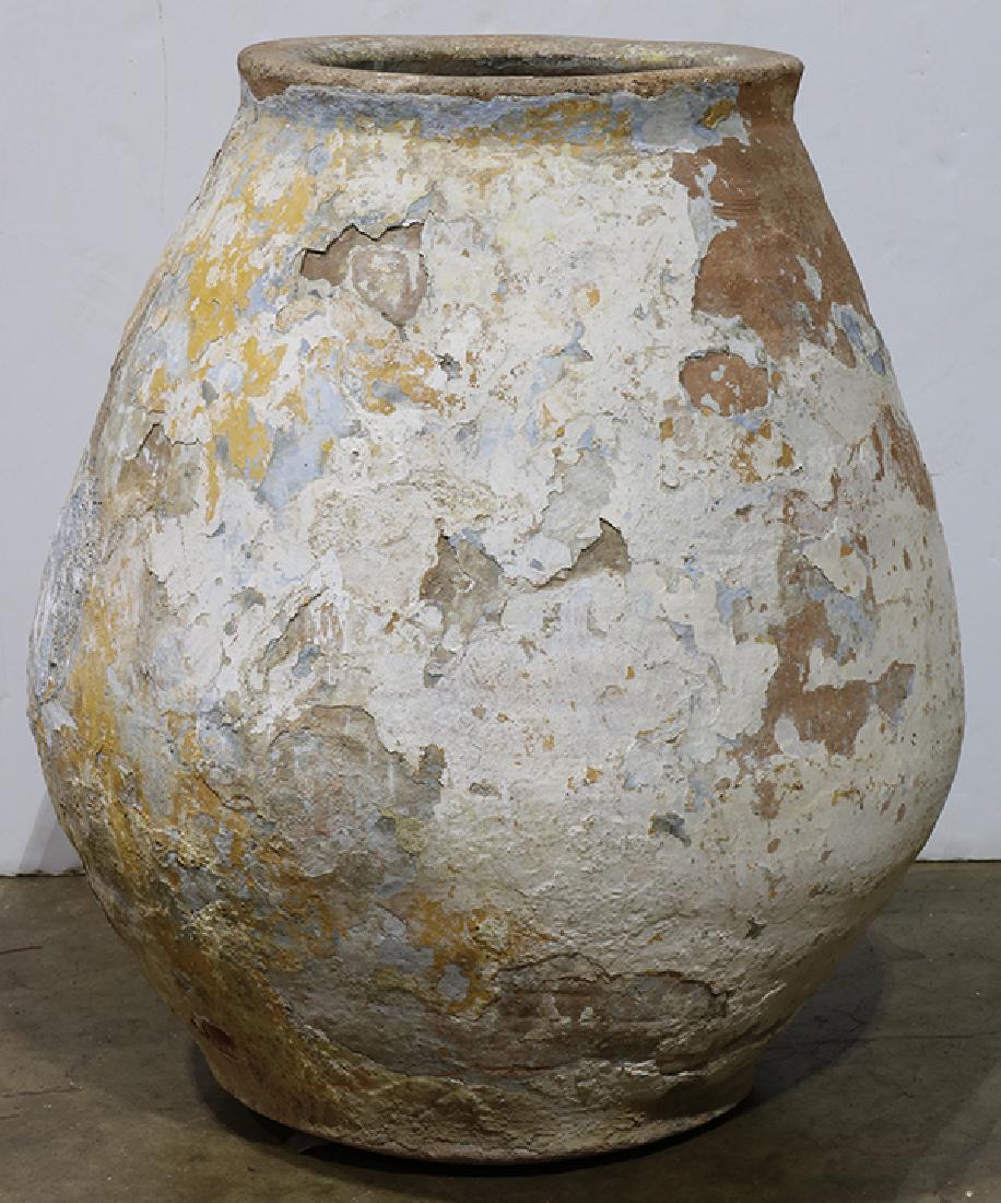 Oversized art pottery vessel having a distressed (1 of 1)