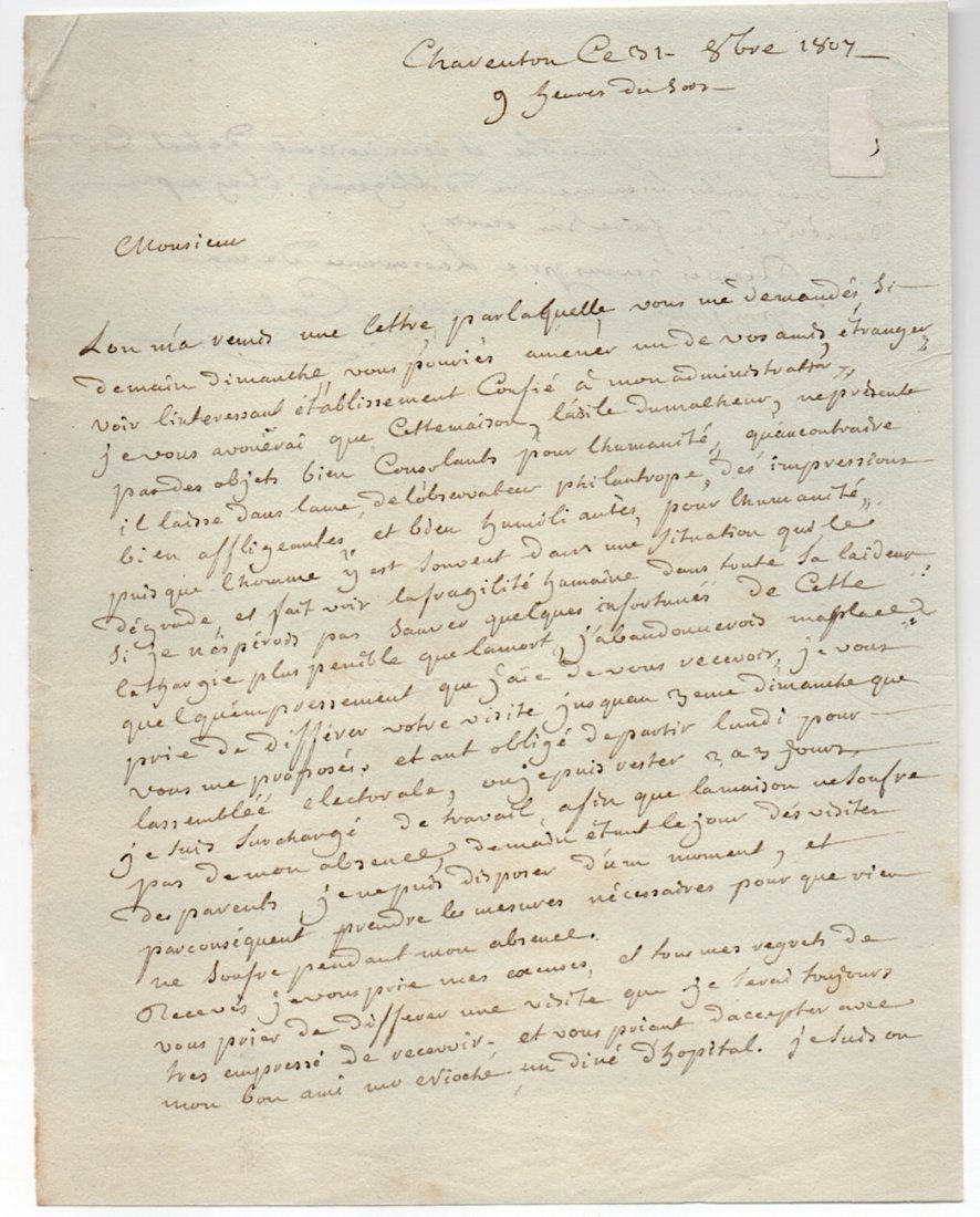 Rare Letter by Francois de Coulmiers: [FRANCE] François Simonet de Coulmier (1741-1818) was a French Catholic priest, originally a member of the Premonstratensian canons regular, and an active member of the French legislature at the star