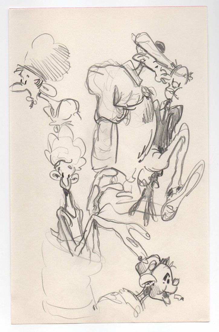 Ralph Bakshi Drawing: RALPH BAKSHI - American animator/draftsman. In the late 1950s & early 1960s he worked at CBS-Terrytoons on such series as "Heckle and Jeckle" and "Mighty Mouse." From there he went to Famous Studios-P