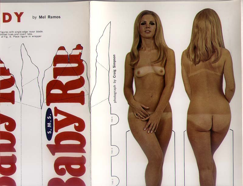 Mel Ramos (1935-) American Pop artist: Mel Ramos (1935-) American Pop artist and figurative painter. Candy. Materials and instructions are given for assembling this three-dimensional Pop Art sculpture. Approx. 11 x 13-3/4 unfolded. From Vo