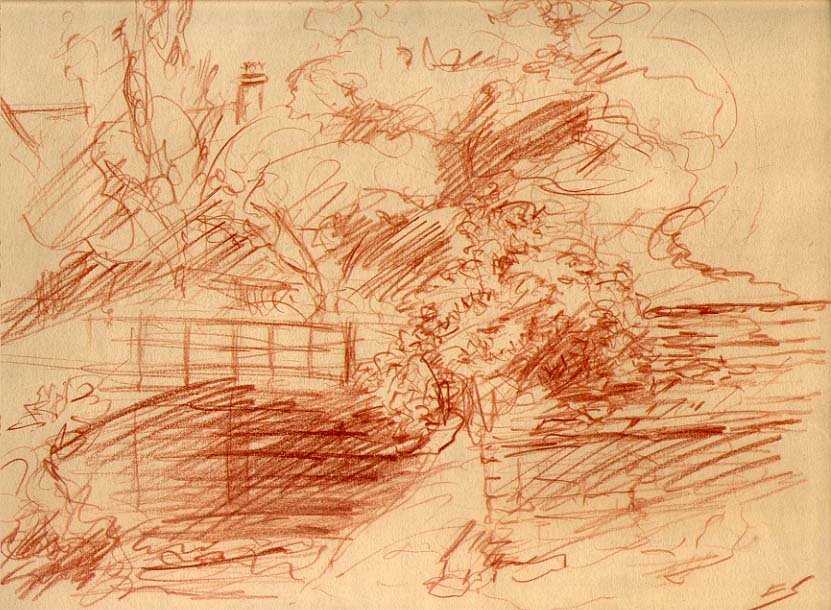 Original Drawing By German Expressionist: FREDERICK "Fritz" SOLOMON (1899-1980) German Expressionist artist. Original charcoal drawing, signed with initials, circa 1930s, approx. 9-3/4 x 12 in. flush. Unframed. Comes with some biographical in