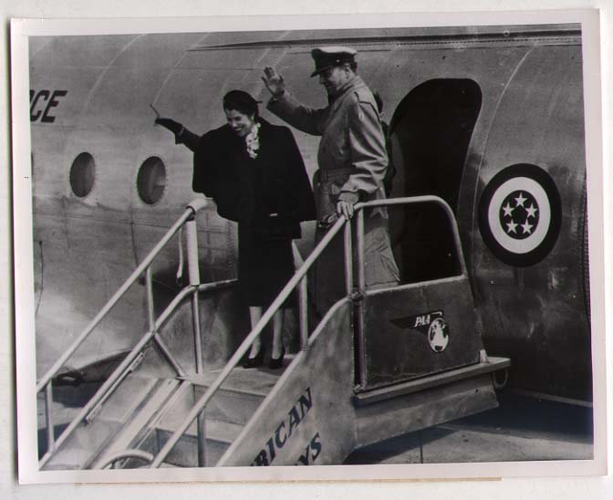 General Douglas MacArthur and Mrs. MacArthur photo: Douglas MacArthur - 1951 vintage International News Photo [Heart] of "General Douglas MacArthur and Mrs. MacArthur wave to the many that saw them off here in San Francisco this afternoon as they depar