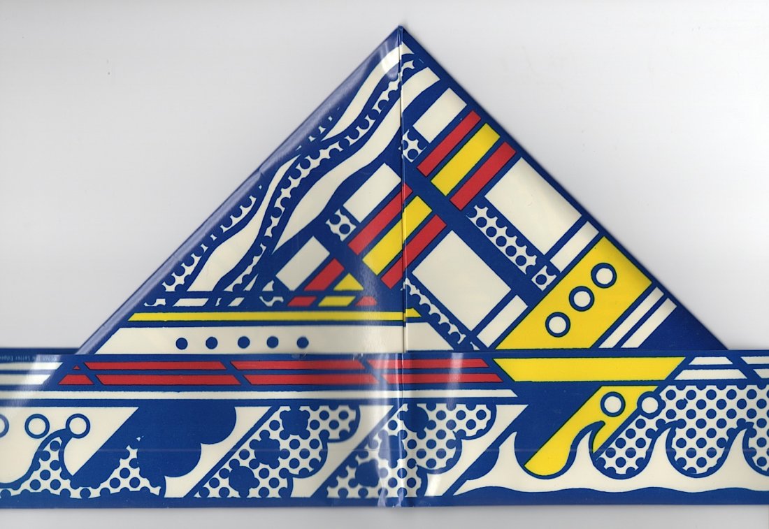 ROY LICHTENSTEIN: FOLDED HAT 1968: LICHTENSTEIN, ROY (1923-1997), 'HAT', 1968. FOLDED BOAT / HAT Folded Boat / Hat is from S.M.S. #4. S.M.S. (S*** Must Stop) which was a series of 6 portfolios published bimonthly during 1968 by William