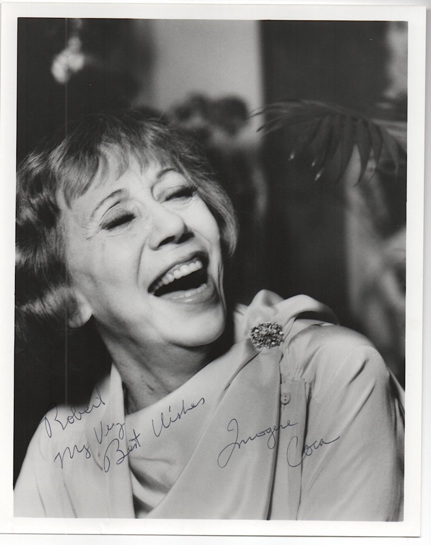 Imogene Coca (1908-2001): [TV] Imogene Coca (1908-2001) American comic actress best known for her role opposite Sid Caesar on Your Show of Shows. Signed, inscribed 8x10 photo.