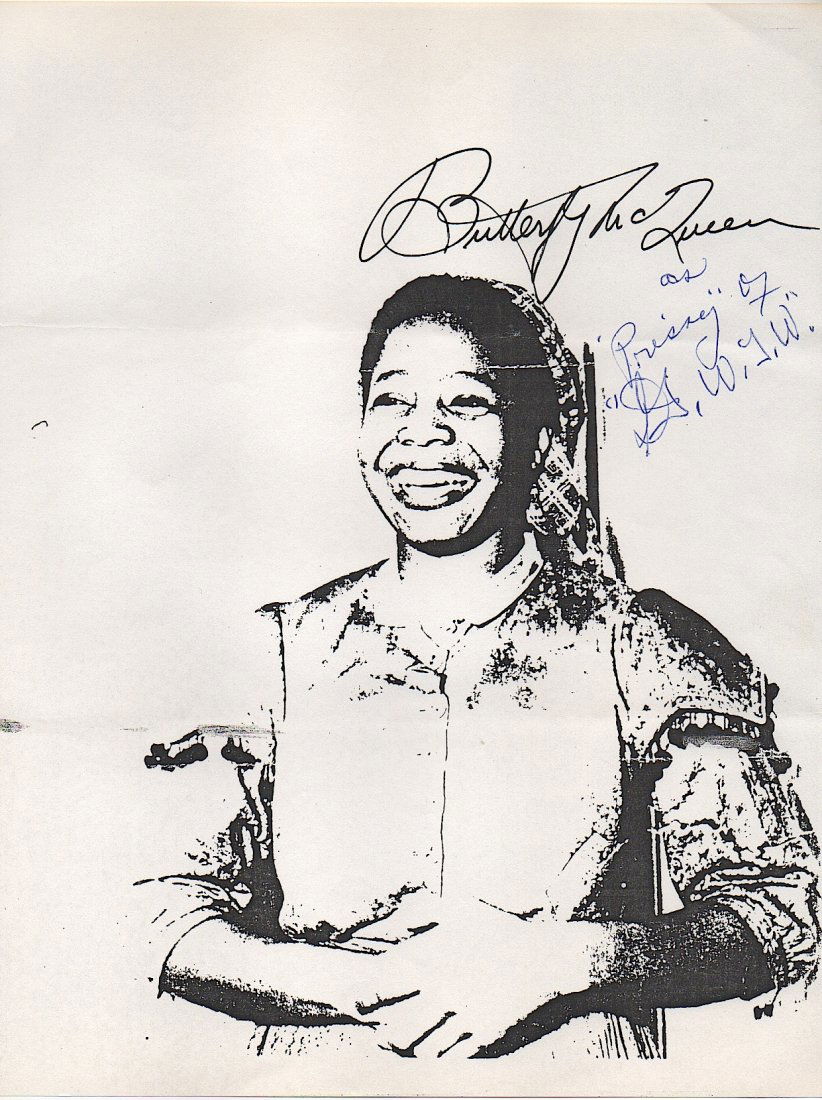 Butterfly" McQueen as prissy GWTW: "Butterfly" McQueen (1911-1995) American actress. Originally a dancer, McQueen first appeared as Prissy, Scarlett O'Hara's maid in the 1939 film Gone with the Wind. She continued as an actress in film