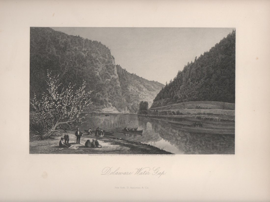 DELAWARE WATER GAP 1872: Antique engraving - DELAWARE WATER GAP - 5.25 x 8.5 in. plus margins. A few light spots in margin o/w VG.