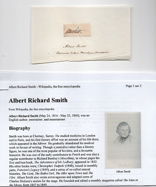 Albert Richard Smith (1816-1860) English author: Albert Richard Smith (1816-1860) English author, entertainer, and mountaineer. He was one of the early contributors to Punch and was also a regular contributor to Richard Bentley's Miscellany, in whos