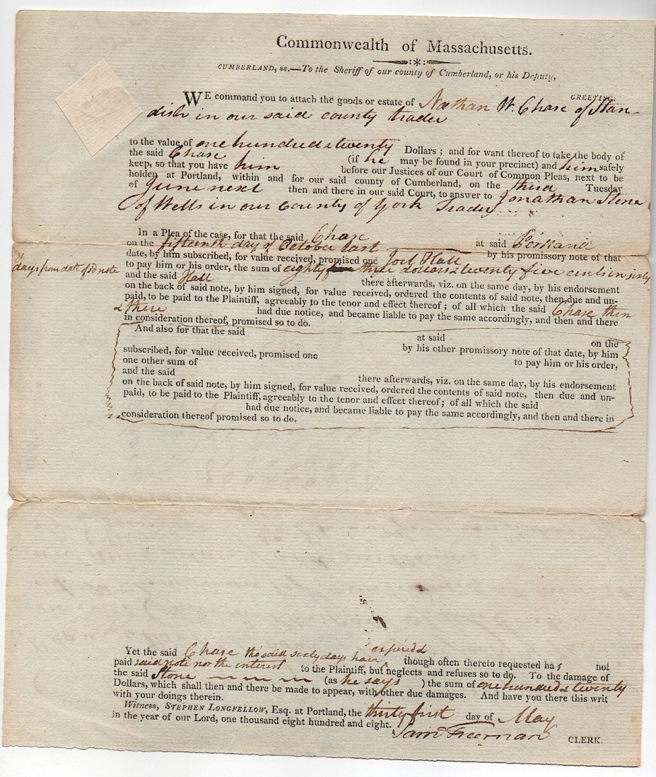 [MAINE] Samuel Freeman (1743-1831): [MAINE] Samuel Freeman (1743-1831) was a prominent citizen of Portland, Maine during the 18th and 19th centuries. He was instrumental in founding the first public library in Portland (then Falmouth), 