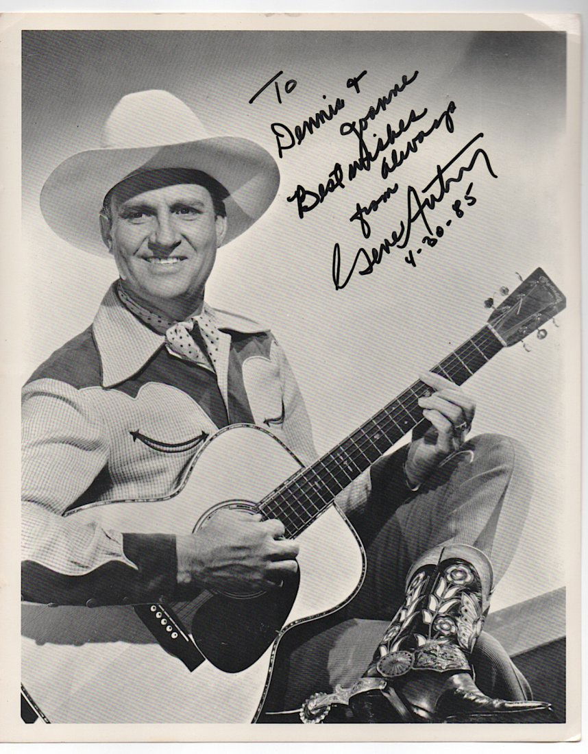 Gene Autry: [FILM] Gene Autry (1907-1998) American performer who gained fame as a singing cowboy on the radio, in movies, and on television for more than three decades beginning in the early 1930s. Autry was also