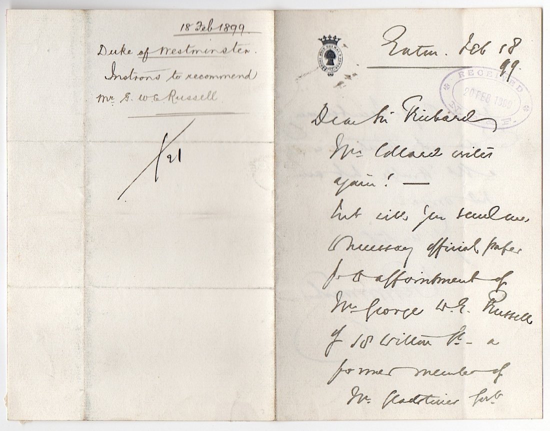 Hugh Lupus Grosvenor, 1st Duke of Westminste: [ENGLAND] Hugh Lupus Grosvenor, 1st Duke of Westminster KG, PC, JP (1825-1899), styled Viscount Belgrave between 1831 and 1845 and Earl Grosvenor between 1845 and 1869 and known as the 3rd Marquess of