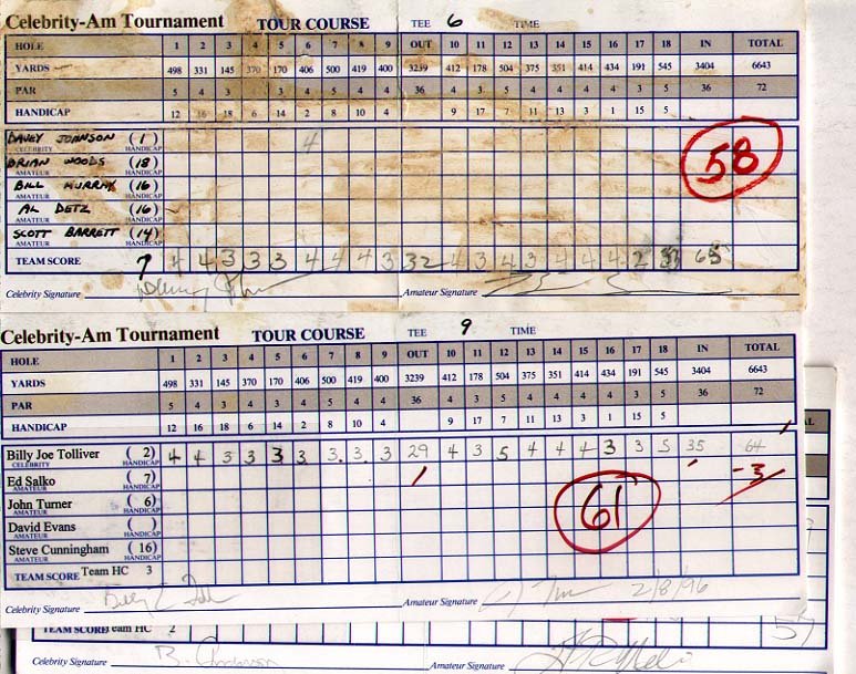 5 Celebrity Golf Score Cards SIGNED: [GOLF] 5 Celebrity Golf Score Cards SIGNED. Includes: (1) Bill Murray the actor who first gained national exposure on Saturday Night Live, and went on to star in a number of critically and commerciall