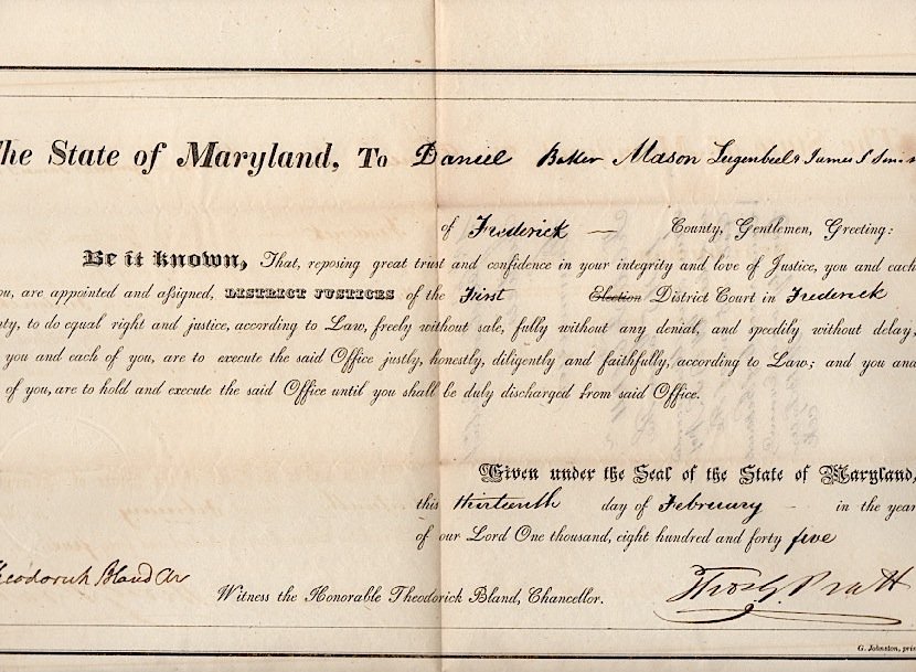 One of the attorneys for Jefferson Davis: [MARYLAND] Thomas G. Pratt (1804-1869) He was the 27th Governor of Maryland from 1845 to 1848 and a U.S. Senator from 1850 to 1857. When the American Civil War began, Pratt was eyed suspiciously by Ma