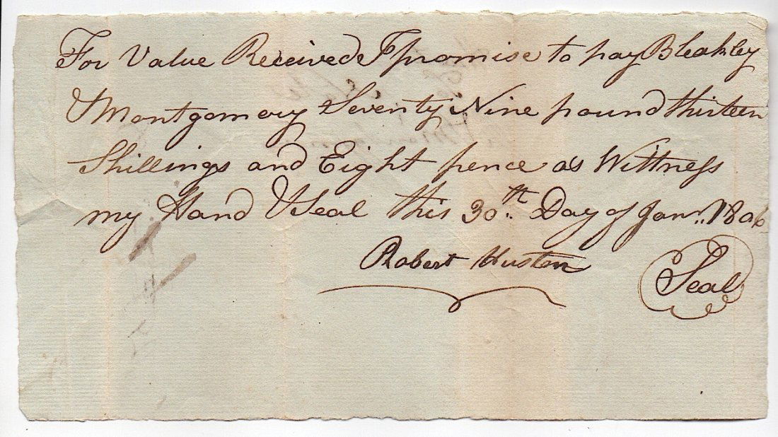 Kentucky Pioneer 1806 Document (1 of 2)