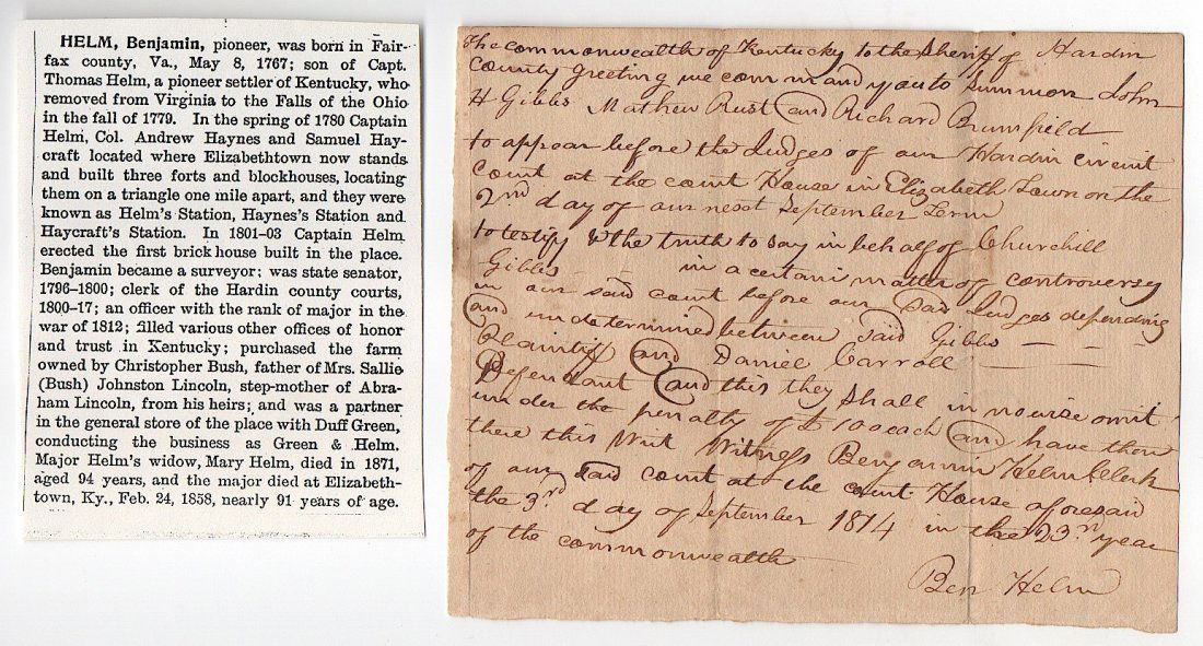 Elizabethtown - Ben Helm - Pioneer 1814 Document (1 of 2)