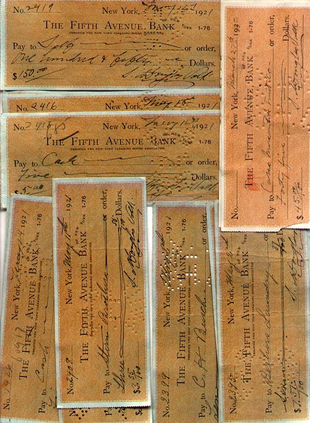 Artist Douglas Volk - 25 signed checks: [ART] DOUGLAS VOLK [1856-1935] AMERICAN ARTIST. Douglas was born to be an artist. His father was the famous sculptor Leonard Wells Volk and his mother Emily Barlow Volk was counsin to Senator Steven D