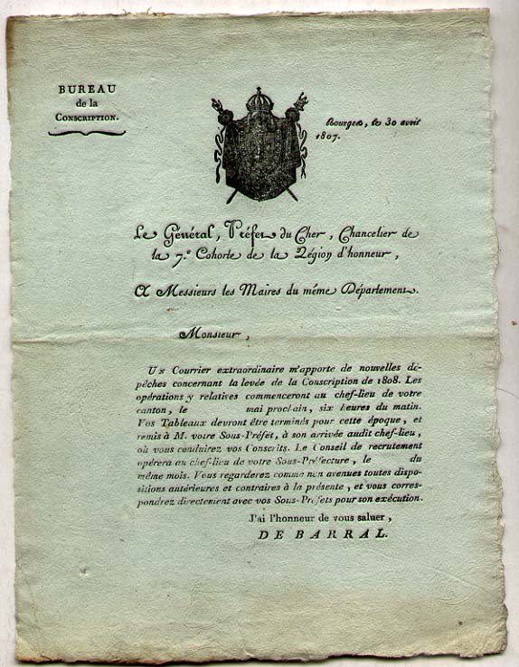 FRANCE] Napoleonic 1807 document (1 of 1)