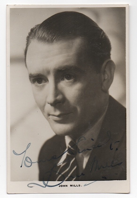 [FILM] Sir John Mills: [FILM] Sir John Mills (1908-2005) popular Academy Award winning English actor. Signed postcard photo, 3-1/2 x 5-3/8". VG..