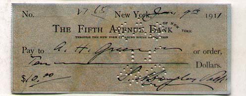 Artist Douglas Volk - bank check: [ART] DOUGLAS VOLK [1856-1935] AMERICAN ARTIST. Douglas was born to be an artist. His father was the famous sculptor Leonard Wells Volk and his mother Emily Barlow Volk was counsin to Senator Steven D