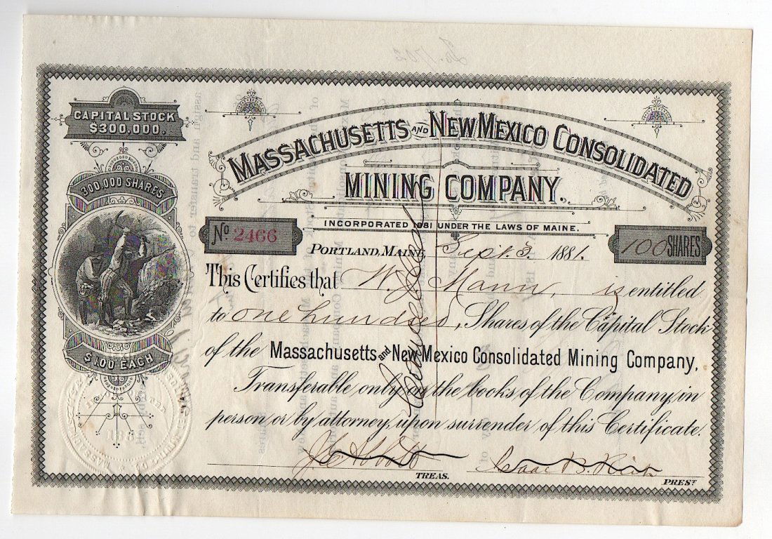 1881Massachusetts and New Mexico Consolidated Mining Co (1 of 1)