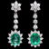 14k W Gold 3.50ct Emerald 2.50ct Diamond Earrings - 2