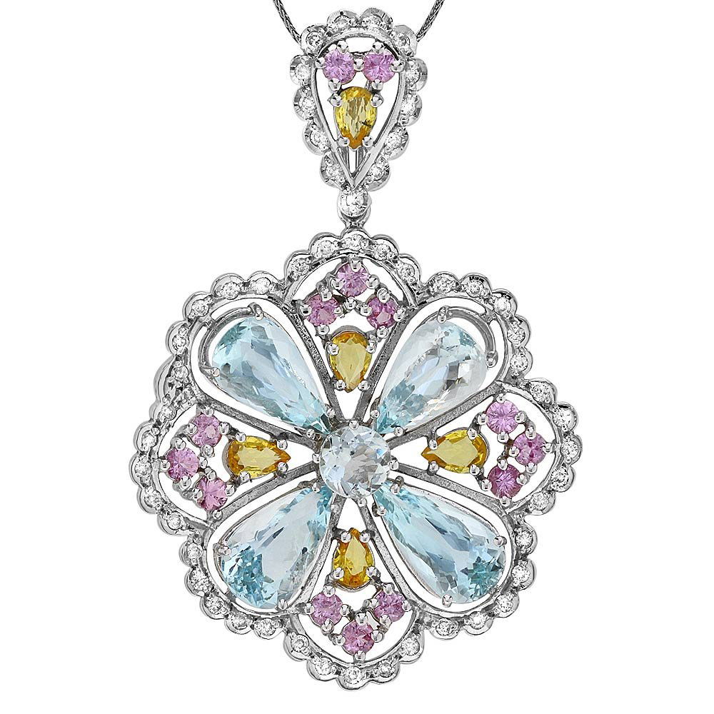 14k Gold 17ct Aquamarine 1ct Diamond Pendant: Retail: $17,800.00 ****** 14k Gold 17ct Aquamarine 1ct Diamond Pendant ****** Metal: 14k Solid White Gold / Size: 16 / Total Item Weight: 17.0 grams / Country Made: United States / / Main Stone: Aquam