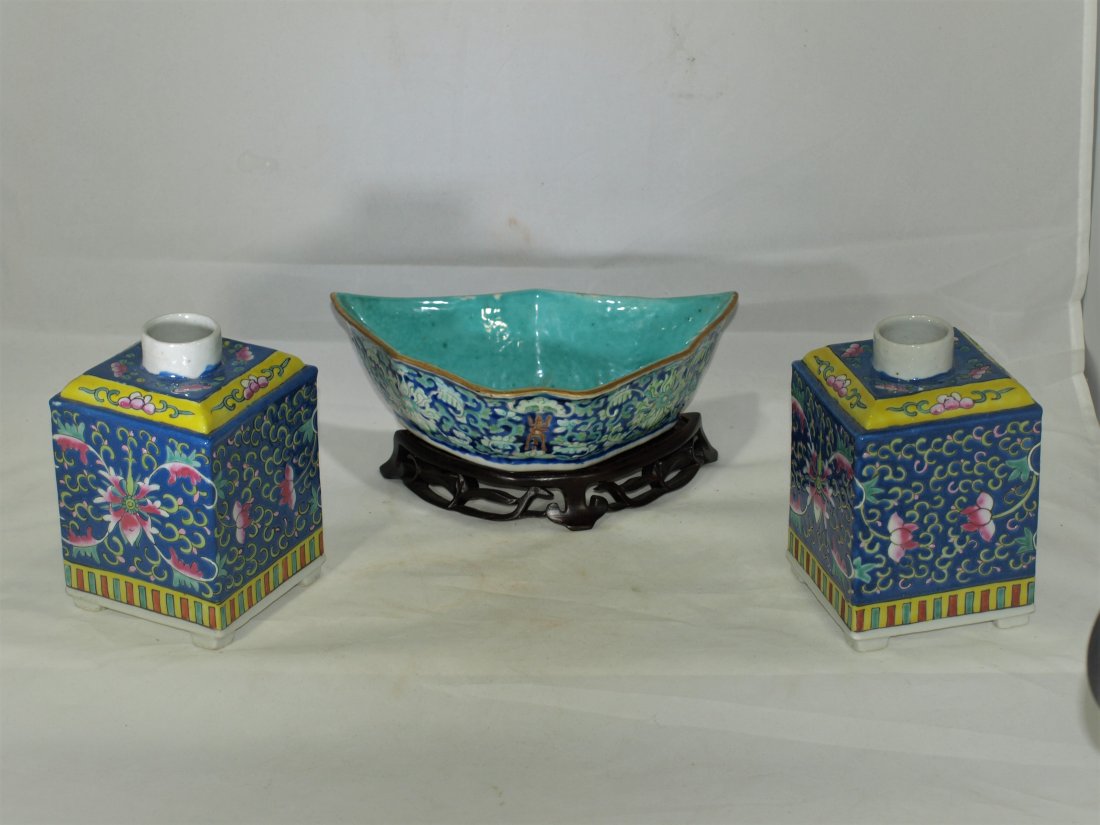 Antique / vintage Chinese porcelain tea jars & bowl (1 of 10)