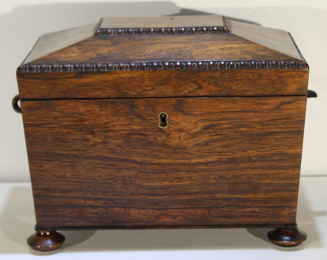 Antique English 2 compartment wood tea caddy box (1 of 20)