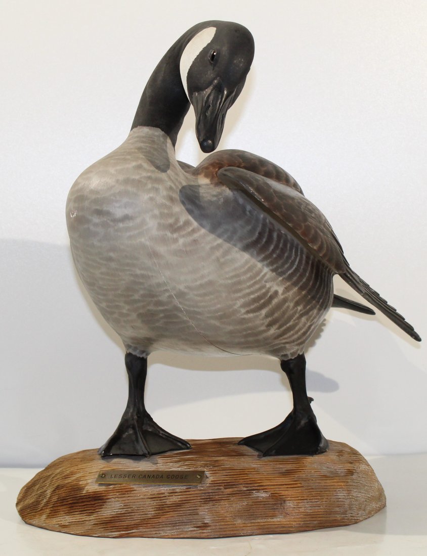 Vintage Canadian goose wood duck decoy SIGNED