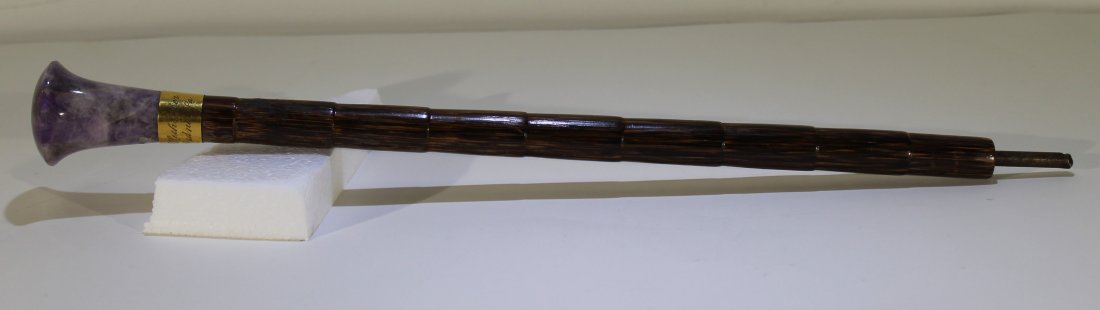 Antique Brigg cane handle w/ gold & amethyst grip (1 of 10)