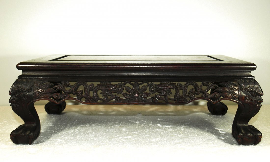 Chinese hardwood table stand with dragon design (1 of 12)