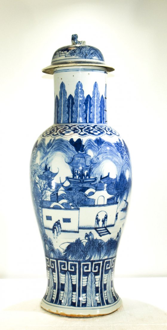 LARGE antique Chinese blue/white porcelain vase (1 of 14)