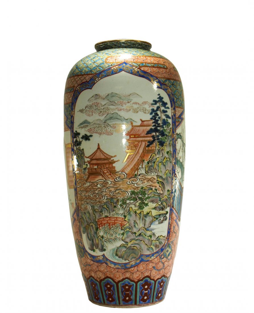 LARGE antique Japanese FUKAGAWA imari porcelain vase (1 of 11)