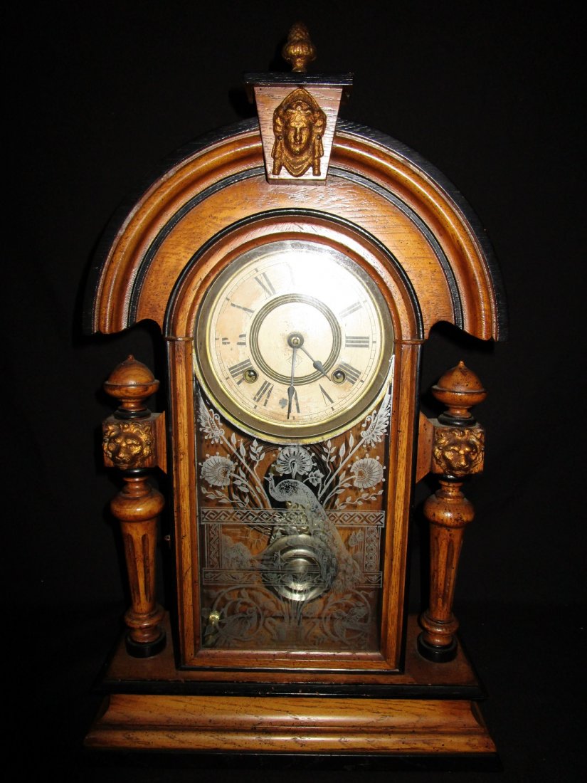 Antique American clock by Ansonia Clock Co. NY - No Key: Measures 22" x 13.5" x 4.75"Sounds on the hour and half hour...seems to keep time very accurately.